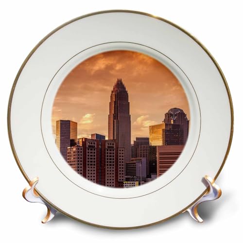 3D Rose North Carolina-Charlotte-City Skyline from The Southeast-Sunset Porcelain Plate, 8