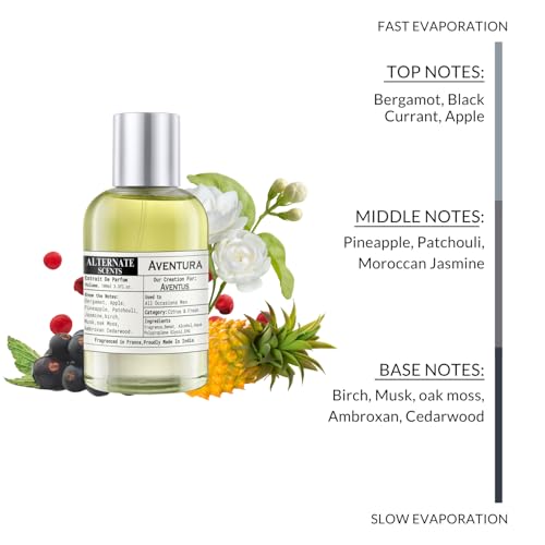 Image of Alternate Scents Aventura Long Lasting 100ml Perfume For Men |Strong& long Lasting with 30% Oil Concentration| Bold, Fruity-Smoked | Fragrance From France | Made In India|