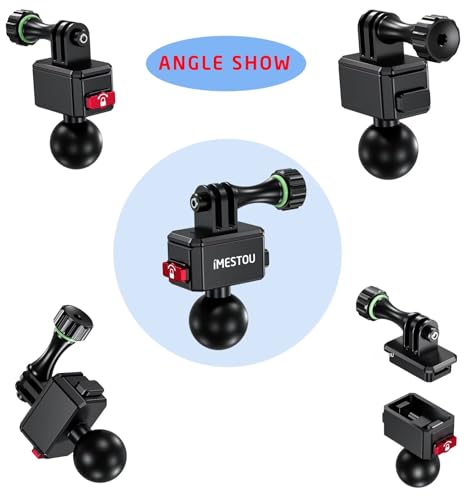 Image of iMESTOU Action Camera Riding Mount with Three-Claw Joint for Gopro Motion Cameras, 1 inch Ball Head 360 Adjustable Fits for RAM 1 inch Ball Bike Phone Mounts