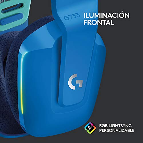 Logitech G733 Lightspeed Auriculares con Micrófono Inalámbricos para Gaming con Diadema con Suspensión, LIGHTSYNC RGB, Tecnología de Micrófono Blue Vo!CE, Ligeros, 29h de batería - Azul - imagen 4