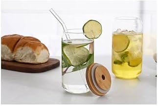 Glasseno - Cannes Glass Jar Mug (with Wood Lid) - 500ml Featuring Pyrex Heat and Cold Resistant Material Keep Your Drinks Original Flavor - Generic
