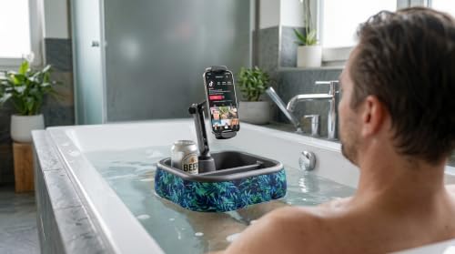 SnackN'Stream Kindle Stand Holder, Tablet Phone Holder, Bathtub Caddy with Detachable Snack Bowl and 2 Fabric Covers, 360° Mount, Compatible with iPad iPhone Kindle 4.7-13" Devices (Black) by Explorer Bear - Used condition - Image 8