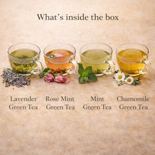 Image of Sancha Tea Boutique, Inner Beauty Collection | Luxury Green Tea Gift Box with Rose, Mint, Ginger & Lavender | Floral Hamper Variety Pack | Ideal Gift for Festivals & Celebrations