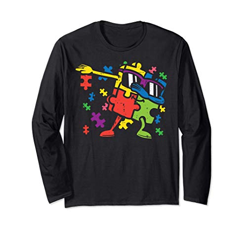 Dabbing Puzzle Boys Autism Awareness Dab Dance Kids Girls Maglia a Manica