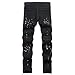 QIMYUM Men's Slim Fit Jeans Ripped Skinny Jeans for Men, Fashion Biker Jeans Stretch Moto Cargo Denim Pants (36, Black2510)
