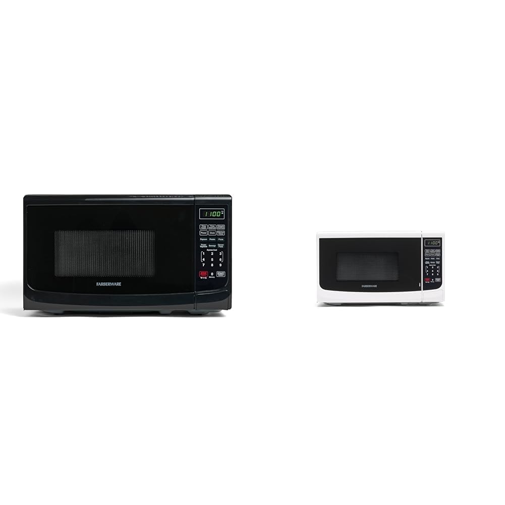 Farberware 0 7 Cu Ft 700W Countertop Microwaves Bundle With LED Lighting Child Lock Easy Clean Interior Retro