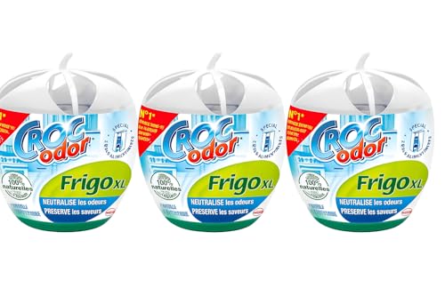 Croc Odor Fridge Deodoriser XL 140g Pack of 3 | Fridge Freshener for Odour Removal | Neutralises Strong Fridge Smells | Long-Lasting Freshness | Food Safe Fridge Odour Absorber for Clean Storage