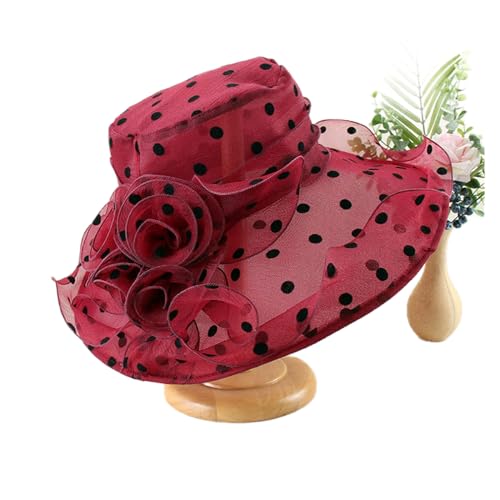 Chapeau d'été en organza pour femme grand bord fini à la main aux motifs floraux raffinés