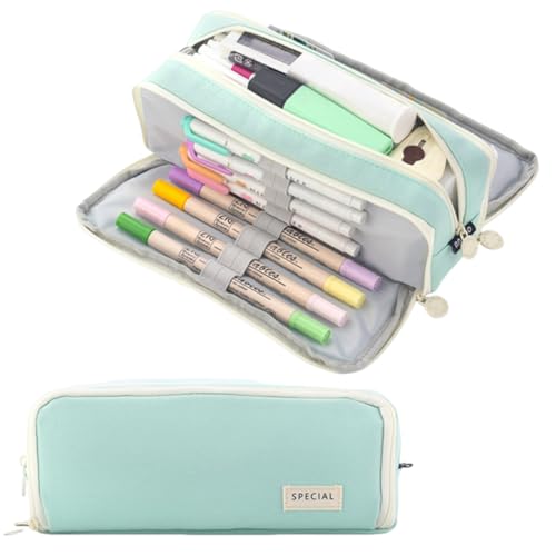 Image of iSuperb Large Pencil Case 3 Compartments Pencil Pouch Big Capacity Pencil Bag for Kids Teen Girls Boys Student School Supplies Oxford Organizer Pen Bag Cosmetic Makeup Pouch