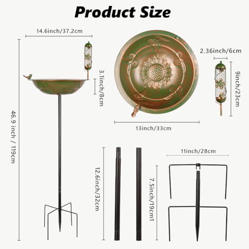 VEWOGARDEN-47-Inch-Standing-Metal-Bird-Bath-Stake-with-Birdfeeder-Outdoor-Garden-Birdbath-for-Outside-Patio-Yard-Lawn-Decor VEWOGARDEN 47 Inch Standing Metal Bird Bath Stake with Birdfeeder Outdoor Garden Birdbath for Outside Patio Yard Lawn Decor