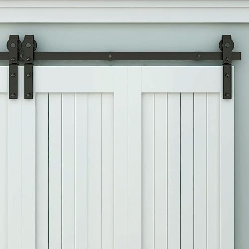 LTIYITL 108"/9ft Bi-Folding Sliding Barn Door Hardware Kit,Smoothly and Quietly-Heavy Duty,Simple and Easy to Install for 4 Closet Doors,Basic J,No Door [Fit for 102"/8.5ft Door Opening] - Thumbnail 4