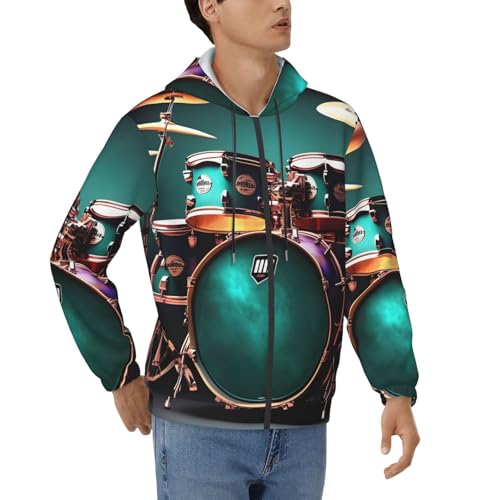 Sweat à capuche imprimé tambour pour homme, pull doux d'automne et d'hiver confortable