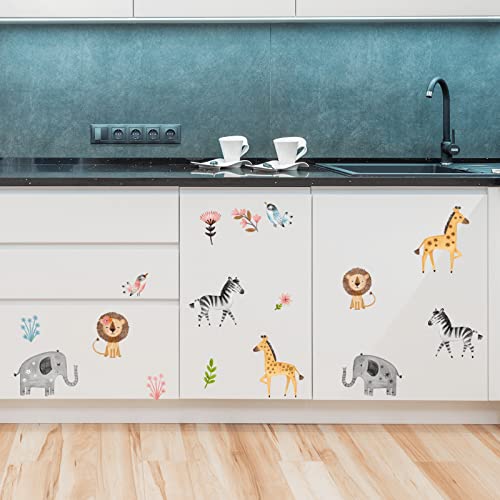 Vinilos decorativos acuarela animales safari para pared miniatura 5