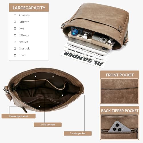 Image of 2PCS /Set Crossbody Bags for Women,Vegan Leather Hobo Purse Wallet For Women Set,Shoulder Bags With 2 Adjustable Strap