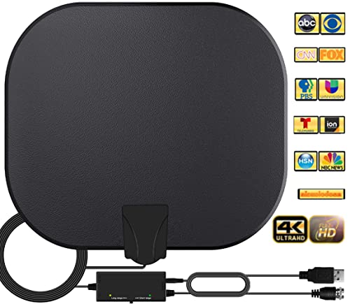 TV Antenna - Amplified HD Indoor Digital TV Antenna Long 330+ Miles Range Antenna Support 4K 1080p Fire Stick and All Television Indoor Smart HDTV Antenna for Local Channels VHF UHF-17ft Coax Cable
