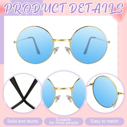Kanayu 50 Pairs Round Hippie Sunglasses Bulk Circle Colored Disco Glasses Groovy 70s Sunglasses for Party Women Men4