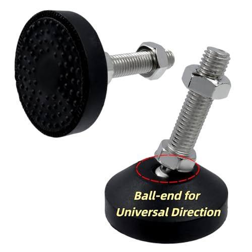 Image of M12 Leveling Feet 880 Lb Capacity, 3.2-Inch Height, 2.28-Inch Base, 4Pcs | 50mm Screw Length, Adjustable Swivel, Anti-Slip Bottom, For Tables, Shelves, Workbenches, Cabinets, Machines