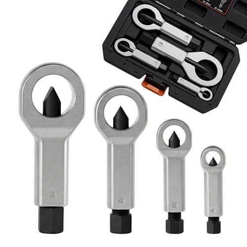 YEKEPRO 4-Piece Heavy Duty Nut Splitter Set Nut Removal Tool 9-27mm