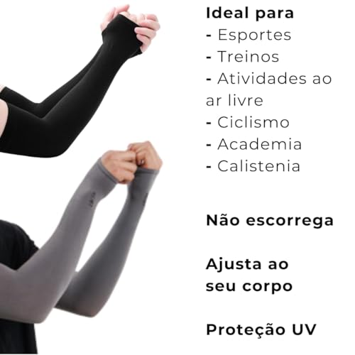 Par Manguito Gamer Esportivo para Veiculo Casual Leve Elástico Academia Fit Proteção UV