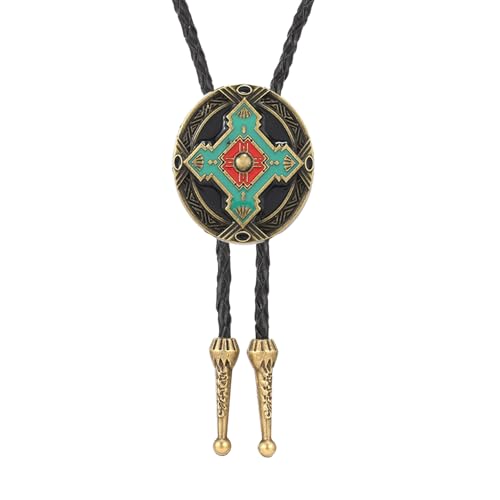 Image of Joxevyia Bolo Tie for Men Vintage Cow Skull Leather Rope Western Cowboy Necktie Vintage Bola Tie Gift for Him
