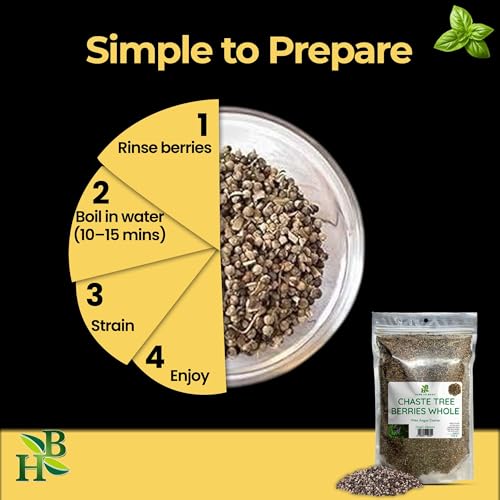 Herb To Body Chaste Tree Berries Whole | Vitex Angus Castus | Wildcrafted | 4oz