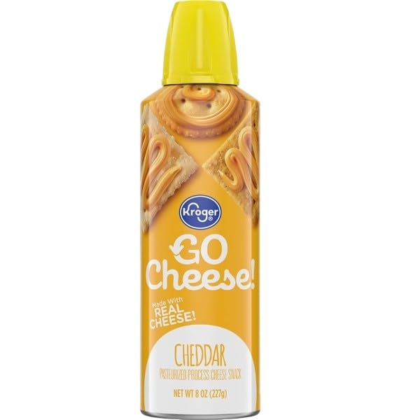 Go Cheese! Cheddar Spray Cheese, Creamy Cheddar Flavored Pasteurized Process Cheese Snack, 8 oz Can