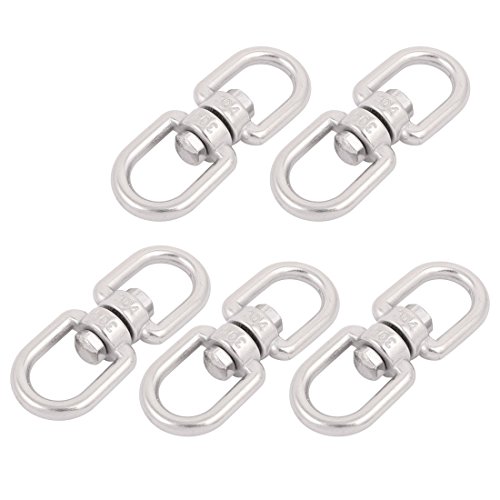 Aexit 5 Pcs Transmission M5 304 Stainless Steel Eye to Eye Swivel Hook Shackle for Marine Mooring