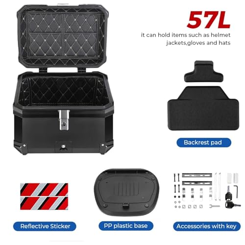 Coffre à outils arrière de moto 57L MotoTopcase rigide argent