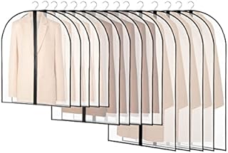 15 Pack Translucent Clothes Covers Protector Bags, Travel Garment Covers with Zip, Dust-proof Plastic Clear Suit Covers Garment Bags for Wardrobe Storage