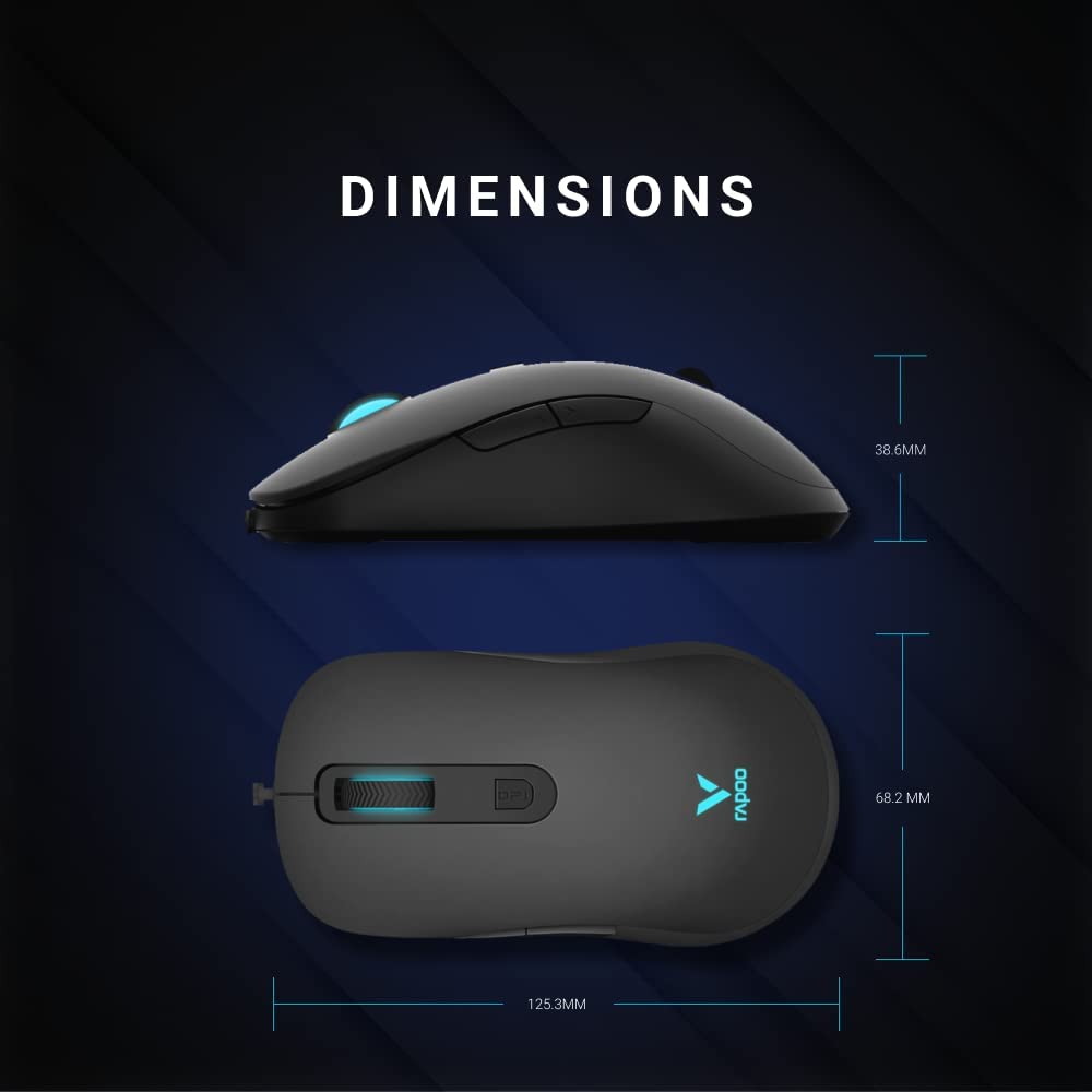 Rapoo V16RGB Mouse Dimensions
