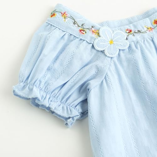 Image of Curipeer Toddler Girls Shirt Summer Casual Puff Short Sleeve Blouse Tops for Baby Girl