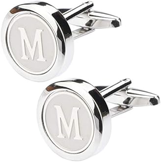 Dannyshi Mens Classic Stainless Steel Initial Cufflinks 26 Alphabet Initial Letter Cufflinks Business Wedding Shirts A-Z
