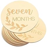 UKCOCO 14 Stück Monatskarten Neugeborenen Meilensteinkarten für Fotos Natürliche Holzscheiben für Wachstumserinnerungen Babyfoto Requisiten für Erstes Lebensjahr