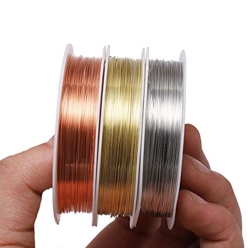 1 Roll Sturdy Alloy Copper Wire Dia 0.2/0.3/0.4/0.5/0.6/0.7/0.8/1 Mm Thread Metal String Jewelry Beading Wire For Diy Jewelry Making Supplies And Craft (Rhodium, 0.2Mm-20M Per Roll) #TOP4