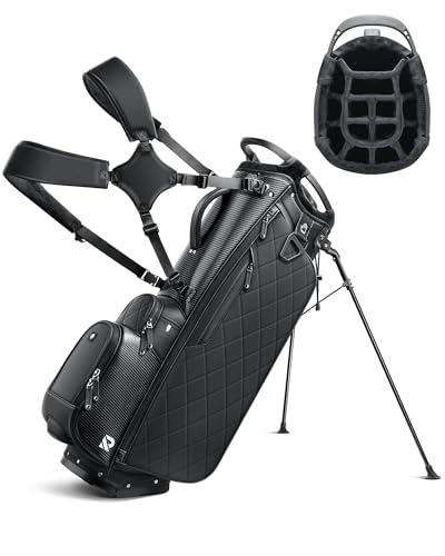 RIOROO 14-Way PU Leather Stand Bag - best premium leather golf bags