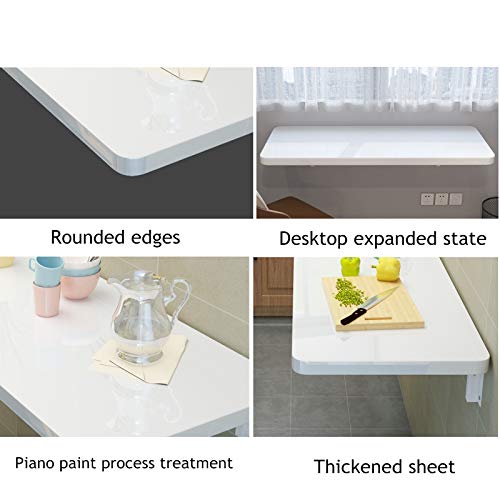 Table murale flottante à abattants en bois pliable pour bureau maison et cuisine - 6