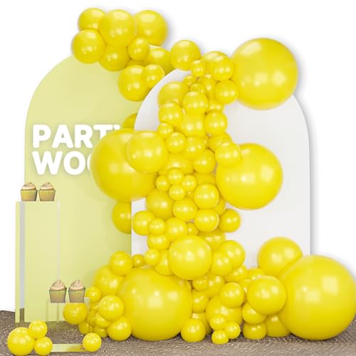 Image of PartyWoo Yellow Balloons 130pcs Different Sizes of 18 12 10 5 Inch Matte Yellow Latex Balloon Arch Kit Garland for Easter Bee Baby Shower Sunflower Birthday Graduation Party Decorations Yellow-Y55