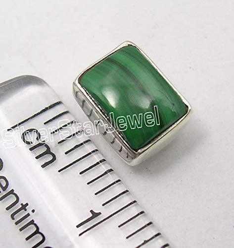 925 Stamp Pure Sterling Silver Rectangle Malachite Stud Earrings 0.3" Cyber Week Discount3