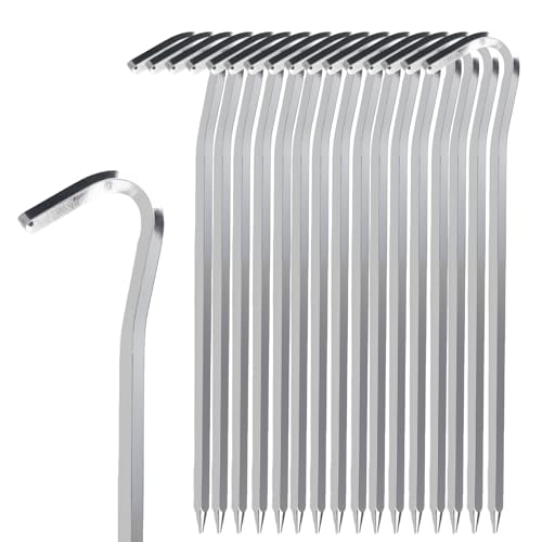 16 piquetas de aluminio para tienda de campaña, piquetas robustas y largas para suelos duros, ideal para camping, jardín, pesca con seguridad contra tormentas y suelo