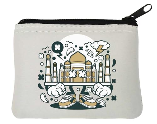 Taj Mahal Porte-monnaie en néoprène Motif couronne du palais Shah Jahan Inde Blanc 10 x 11 cm, blanc, Taille unique