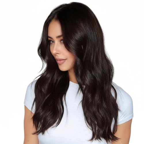 Full Shine Real Hair Extensions Brunette 22 Inch Mocha Brown