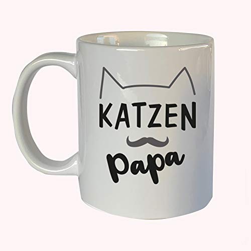 Beckers Beste Tiernahrung Tasse mit Motiv Spruch "Katzenpapa" 350ml - Lustige Teetassen - Kaffeetasse lustig - Geburtstagsgeschenk Cover