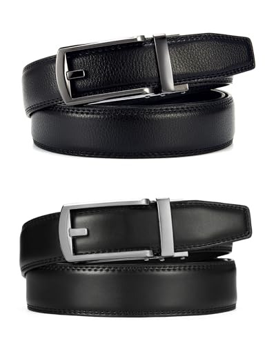 Image of CHAOREN Click Belt for Men 2 Pack - Mens Dress Belt 1 1 /4 inch in Packing Box - Design Belt Meet Almost Any Outfit and Occasion