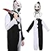 shyhand Adults Clown The Killer Costume with Scary Bloody Mask Fake Horror Props Gloves Halloween Cosplay Costume Outfit
