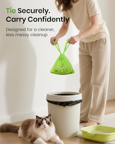 Image of Cat Litter Bags for Poop, Certified Compostable Cat Waste Disposal Bag, Leakproof Durable and Unscented Large to Fit Any Scoop Strengthen Dog Poop Bag- 100 Count