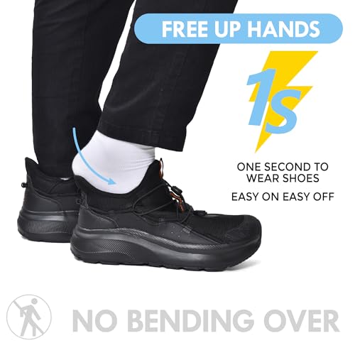 JACKSHIBO Mens Slip in Hands Free Shoes Wide Toe Box Arch Support Walking Sneakers,Orthopedic Plantar Fasciitis Footwear with Thick Cushioning Zero Drop Sole Metatarsal Pads2