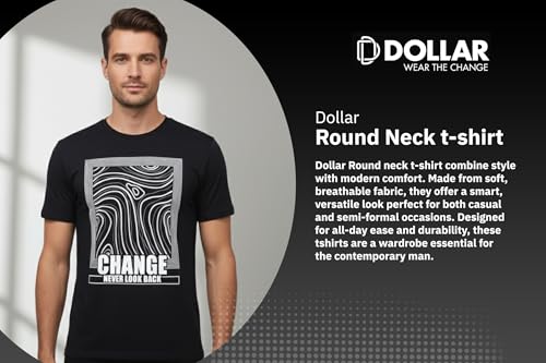 Image of Dollar Club Men's Cotton Round Neck Printed T-Shirt Black