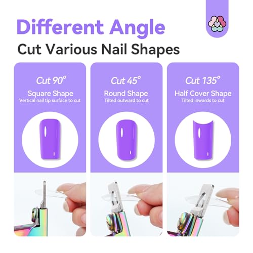 Image of SAVILAND Chameleon Acrylic Nail Clipper with 15PCS Magnetic Sizer Trimmer | Features sharp trimmer for false tips. Professional manicure tech tools and accessories for salon and DIY home use.