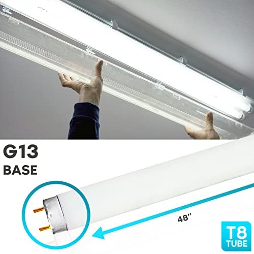 Image of Luxrite F32T8 /741 32W 48 Inch T8 Fluorescent Tube Light Bulb, 4100K Cool White, 2850 Lumens, G13 Medium Bi-Pin Base, LR20732, 10-Pack