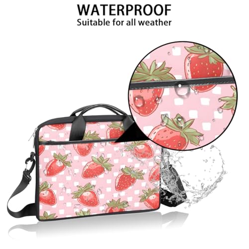 Funda para laptop con diseño de fresa, 15 pulgadas, para mujeres y hombres, maletín delgado para oficina y viaje miniatura 3